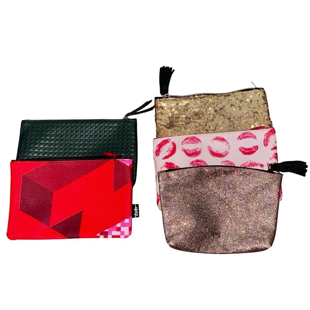 Ipsy Glam Bag Bundle Multicolor Tetris Collab Sequin Animal Print 11pc Set OS